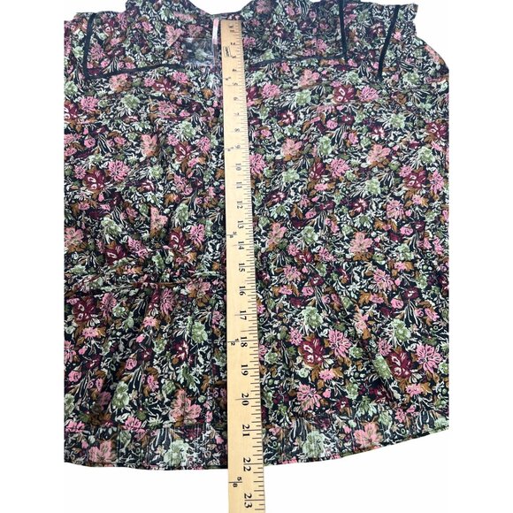 Free People Daybreak Floral Print Long Sleeve Shirt With Ruffle Details Large - Picture 12 of 15